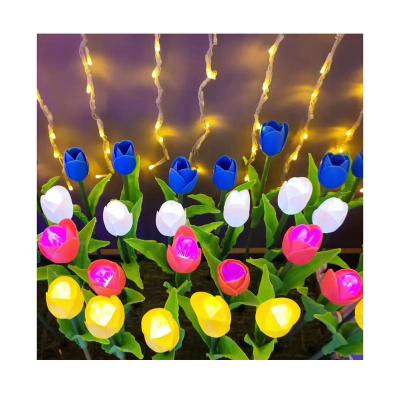 China Outdoor Solar Waterproof Led Garden Tulip Plug Flower Ground Light Christmas Garden Customized for sale