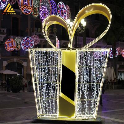 China Wholesale 3d Led Christmas Gift Box Christmas Gift Package Decoration Handmade Outdoor Gift Box Set Christmas Outdoor Decoration for sale