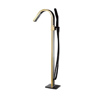 China With Freestanding Slide Bar Household Hotel Bathroom Gold Copper Floor Standing Bathtub Faucet Freestanding Bathtub Faucet for sale