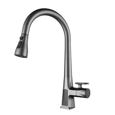 China Sense Faucets Induction Hot and Cold Faucet Digital Display Kitchen Sink Brass Pull-Down Faucet for sale