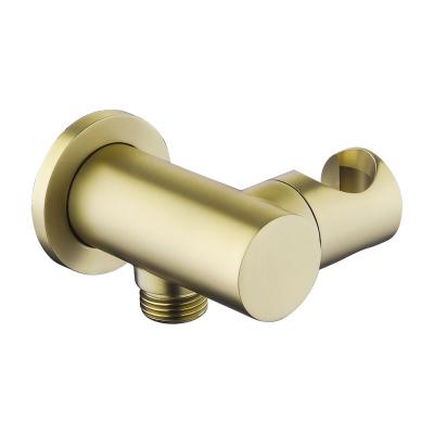 China Contemporary Brushed Gold Handheld Shower Holder With Water Outlet Round Base for sale