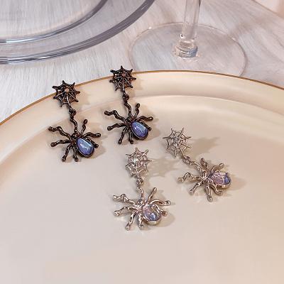 China Halloween Earrings S925 Halloween Earrings Halloween Spider Earrings Moonstone Earrings for Woman for sale