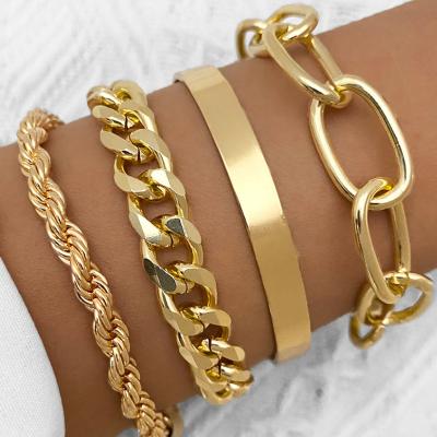 China Fashion Factory Wholesale Low Price Chain Bracelet Fashion Jewelry Bracelet Hollow-out Bracelet Combination Wholesale for sale