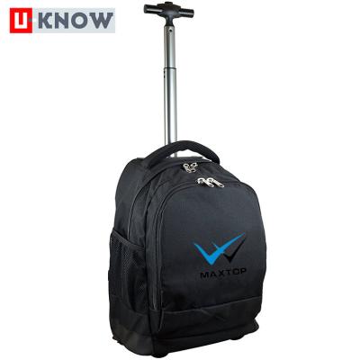 China With USB Large Capacity High Quality Durable Wholesale Polyester Wheeled Trolley Laptop Backpack for sale