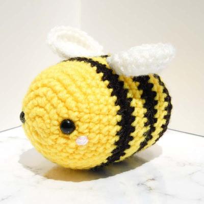 China Other HOT Selling Fuzzy White Crochet Bee Plush Flares Cuddly Knit Soft Toy Amigurumi Crochet Fuzzy Bee Yarn Plush Bee for sale