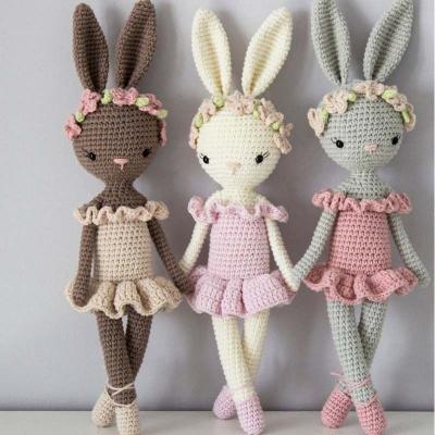 China Cute Funny Toy Custom Crochet Bunny Toy Baby Gift Knitted Bunny Doll Crochet Bunny Doll Cute Bunny Nursery Toy Amigurumi Stuffed Toy for sale