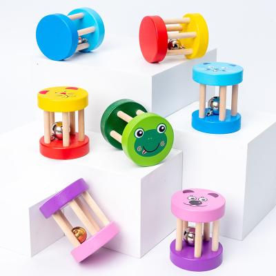 China Colorful Cartoon Baby Hand Bells Baby Rattles Musical Wooden Toys Baby Rattle Toys Wooden Kids Ring Bell Education Kit Plug Kids for sale