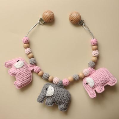 China Elephant soft molar teether toy crochet toy babyGymToy Montessori toys INS molar handmade baby rod pacifier hook clip for sale