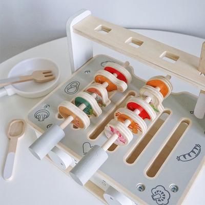 China Boy And Girl Mini Portable Wooden Barbecue Game House Statistics Institute Kitchen Toddler Toddler Pretend Cooking Pretend Role Play for sale