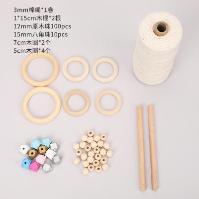 China Earlier Education Beginners Tapestry DIY Accessories Wooden Beads Rings Stick Wooden Macrame Hangs Combination Wooden Set for sale