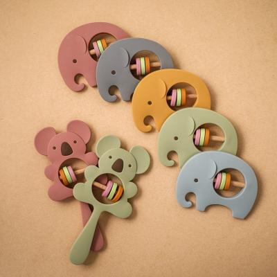 China New Musical Teether Can Be Custom Logo Baby Kids Silicone Teether Bracelet Teether Rattle Baby Toy Factory for sale