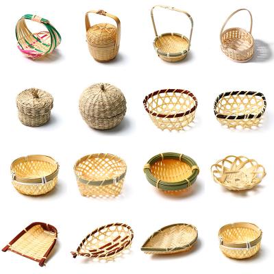 China Asian Natural Hand - Woven Bamboo Weaving 100% Eco - Friendly Round Baskets For Candies Food Grade Bamboo Handmade Fruit for sale