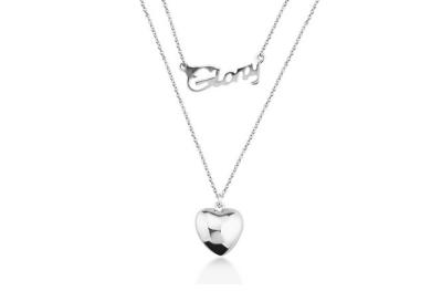 China Solid Heart Sterling Silver Charm Necklace Pendant Necklace With Letter Layered Necklace for sale