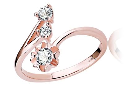 China Trendy Accent 925 Sterling Silver Rings Two Crystal With Flower For Girl for sale