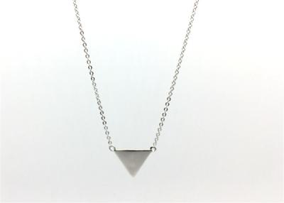 China White Gold Plated Sterling Silver Charm Necklace , Long Triangle Necklace For Lady for sale