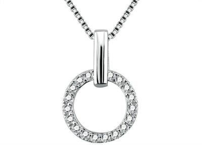 China Lady Sterling Silver Charm Necklace , White Gold  Plated CZ Paved Circle Pendant Necklace for sale