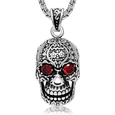 China Fashion Mens 316L Stainless Steel Pendant Necklace Skeleton Scary Face For Gift for sale