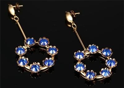 China CZ Pave seven Crystal Ball Drop Earrings With 316L Stainless Steel Material for sale