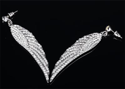 China 316L Stainless Steel Earrings Angel Wing Earrings Cubic Zirconia Jewelry for sale