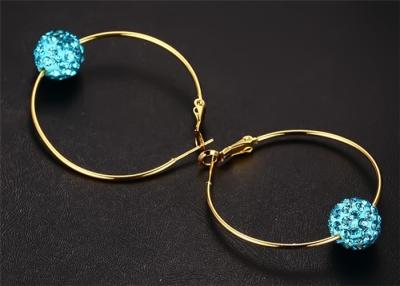 China Navy Blue Crystal Ball Thin Hoop Earrings For Christmas Stocking Filler for sale