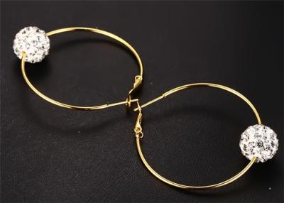 China Wedding Jewelry Stainless Steel Earring Single Color Crystal Ball Hoop Earring for sale