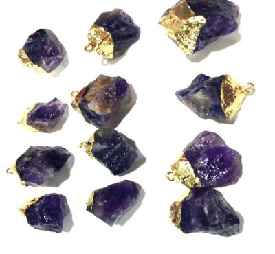 China High Polished Sliced Purple Agate Stone With 18k Gold Plating For Gemstones Bracelet for sale