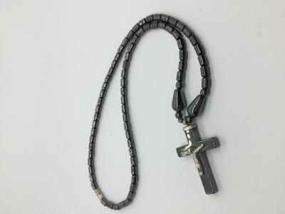 China Cross Pendant Necklace Magnetic Hematite Jewelry Hematite Stone Beads for sale