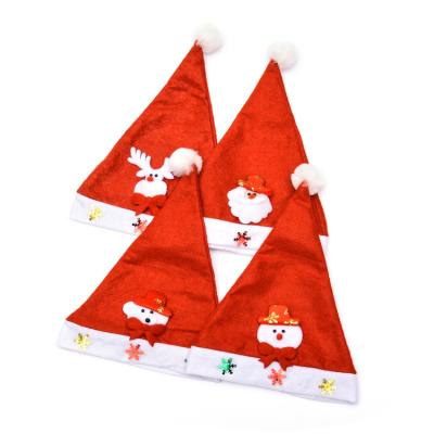 China Nonwoven Fabric Adult Children's Style Christmas Decorations Gold Nonwoven Velvet High End Christmas Hat for sale