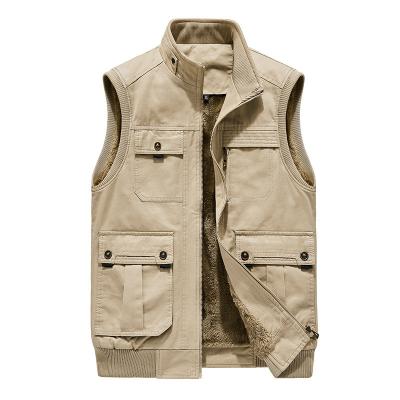 China Breathable Custom Washed Cotton Fleece Vest Jacket Men for sale