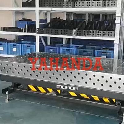 China Flexible 3D Nitrided/Hard Chrome Steel Welding Table D16/D22/D28 with Hydraulic Scissor Lifter for Different Working Height Demands for sale