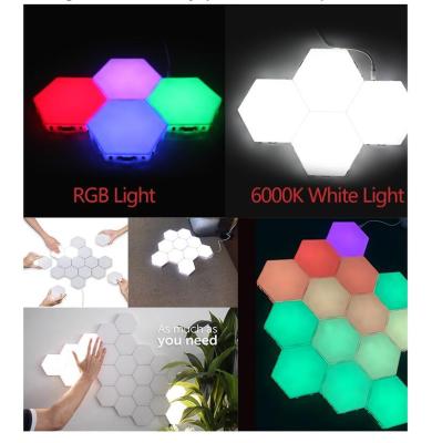 China DIY Bedroom Set Magnetic Honeycomb Modern Colorful Hexagon Touch Night Lamp Led Quantum Light For Home Decoration for sale