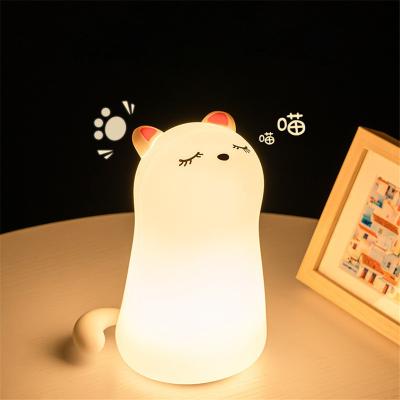 China Cat Silicone Night Lights Touch USB Rechargeable Silicone Night Light Touch Sensor Bedroom Animal Bedside Lamp with Remote for Kids Baby Gift for sale