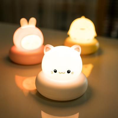 China Cute Colorful Cat Night Lamp Kids Baby Bedroom Decor Touch Sensor Silicone LED Night Light Ornament LED Night Light Desktop Gift for sale