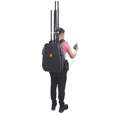 China 9 Bandas Omni Directional High Power Backpack Anti Drone UAV Jammer com controle remoto com fio à venda