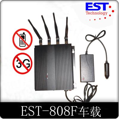 China construtor EST-808F1 do jammer do sinal do telefone celular do carro de 3G 33dBm com a antena 4 à venda