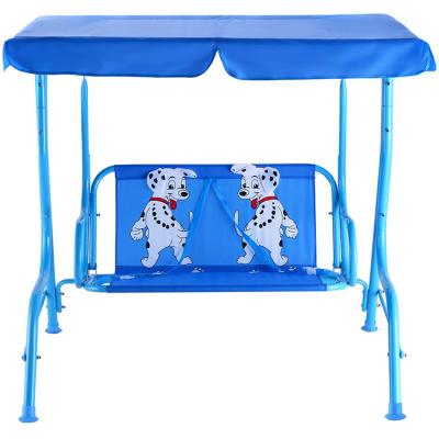 China Low Price Wholesale Modern Cute Dog Cartoon Print Swing Easy Carry Plastic Folding Outdoor Blue Swing For Two Children for sale