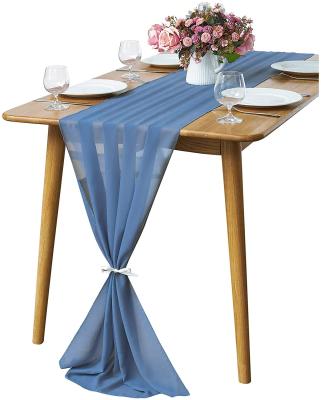 China Fashionable Solid Jacquard Romantic Party Decoration Chiffon Table Runner with High Quality and Good Price for sale