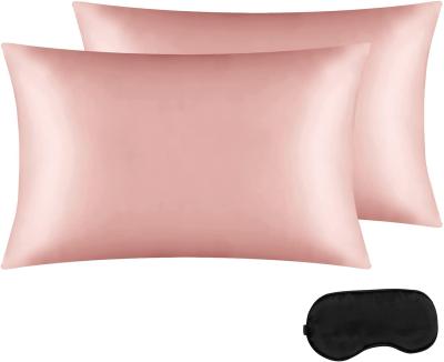 China Anti-Static Custom Hotel Satin 22mm Luxury Mulberry Silk Pillow Case Set Of 2 With Envelope Closure Sleep Eye Mask Visor Cover for sale