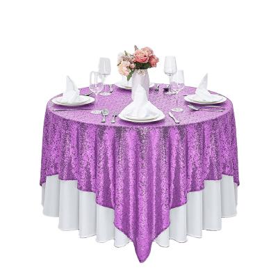 China Scenic wholesale waterproof modern style 100% polyester circular sequin embroidered tablecloths for party for sale