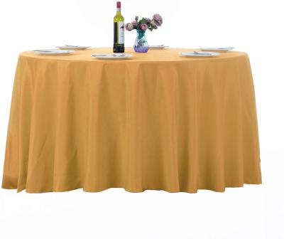 China Wholesale custom waterproof 108 inch gold round tablecloth in washable polyester fabric for wedding/banquet/restaurant/parties for sale