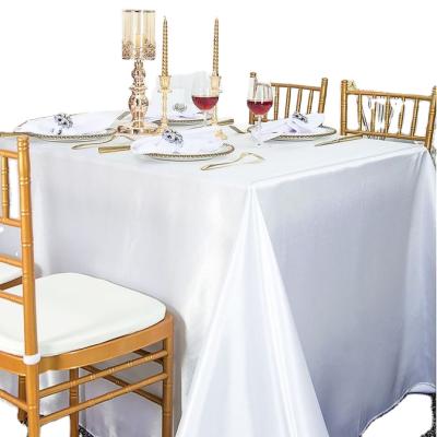 China Oblong Waterproof Tablecloth - 90 x 132 inches - White Rectangle Tablecloth for 8 Foot Rectangular Table in Satin Polyester for sale