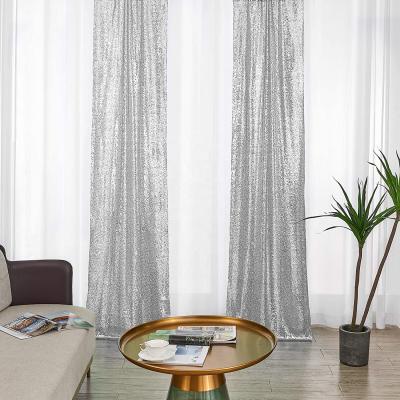 China Hot Sale Blackout Sequin Wedding Backdrop High Density Silver Photography Backdrop Sparkly Curtain, 4Ft x 7Ft for sale