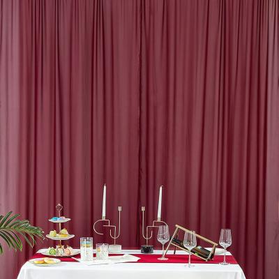 China Beautiful Silky Blackout Burgundy Backdrop Rectangle Chiffon Curtain For Wedding Events for sale