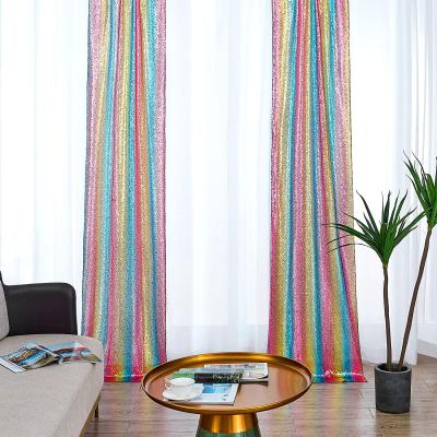 China Latest Hot Selling Luxury Blackout Rainbow Sequin Backdrop Curtain For Windows Shimmer Curtain Panels Photography Backdrop For Wedding for sale