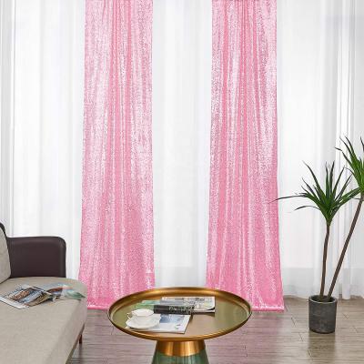 China Blackout Pink Sequin Wedding Backdrop 2 Pieces 2ftx8ft Party Backdrop Fabric Glitter Curtain Photography Backdrop For For Wedding Party for sale