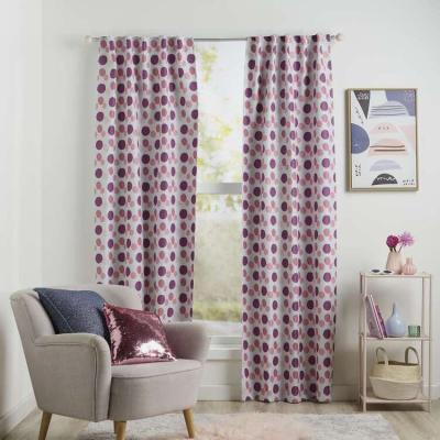 China Blackout Popular Design Chloe Dots Printed Block Hidden Tab Curtains Pink for sale