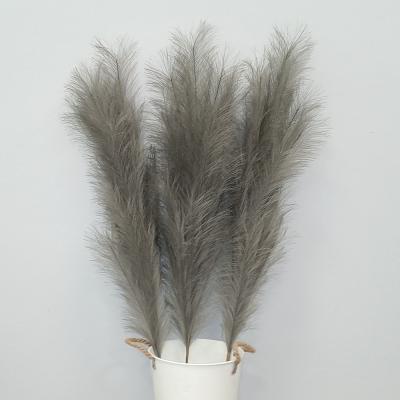 China Environmental Protection 110cm 18# Gray Faux Pampas Grass Boho Pampas Green Artificial Spray For Wedding Decor for sale