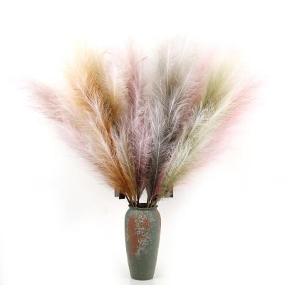 China Environmental Protection Cream Gradient Color Pampas Grass Green Home Decorations Beautiful Wedding Decoration for sale