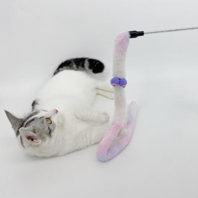 China Stocked Long Plush Cat Supplies Fluff Wholesale Cat Toys Stick Interactive Funny Kitten With Bells For Cat for sale