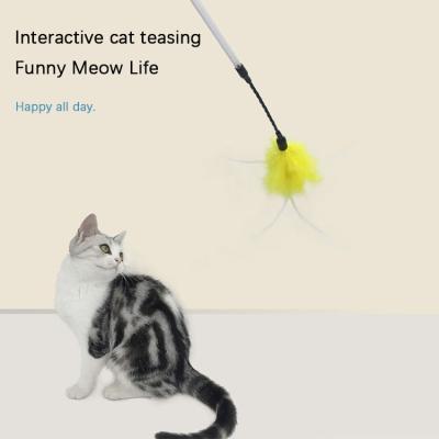 China Wholesale Stocked Interactive Turkey Feather Riddle Feather Spiral Rod Bite-Resistant Boredom Bell Cat Toys Cat Supplies for sale